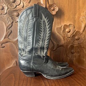 Vintage Black Western Cowboy Boots